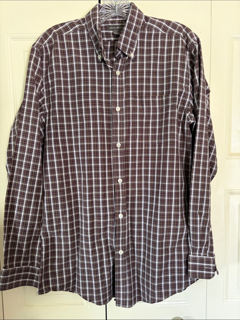 Eddie Bauer Preppy Collegiate Frat Boy Shirt Collegiate Plaid Fall Size SM